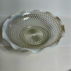 Vintage Moonstone Serving Hobnail Large Bowl. Great Salad or Fruit Bowl.